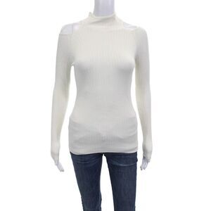 Jac Parker Unisex Pullover Sweater White Viscose Mock Neck Long Sleeve Size S